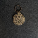 Leather Circle Keychain - Thick Leather - Compass Rose Stamp Design