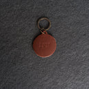 Personalized Leather Circle Keychain - Thick Leather