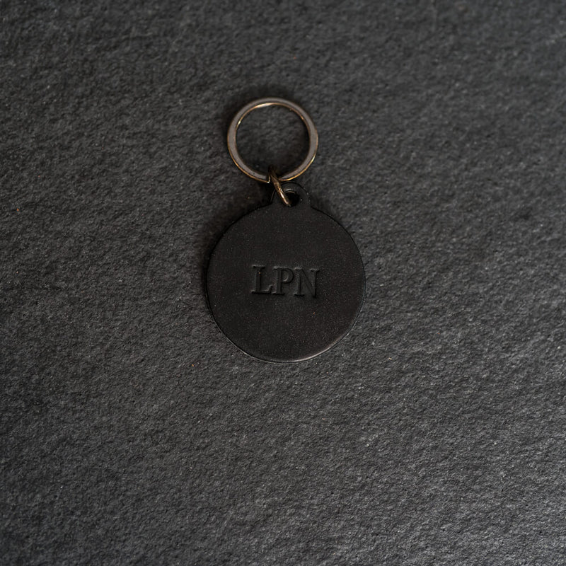 Personalized Leather Circle Keychain - Thick Leather