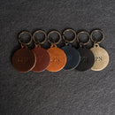 Personalized Leather Circle Keychain - Thick Leather