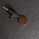 Personalized Leather Circle Keychain - Thick Leather