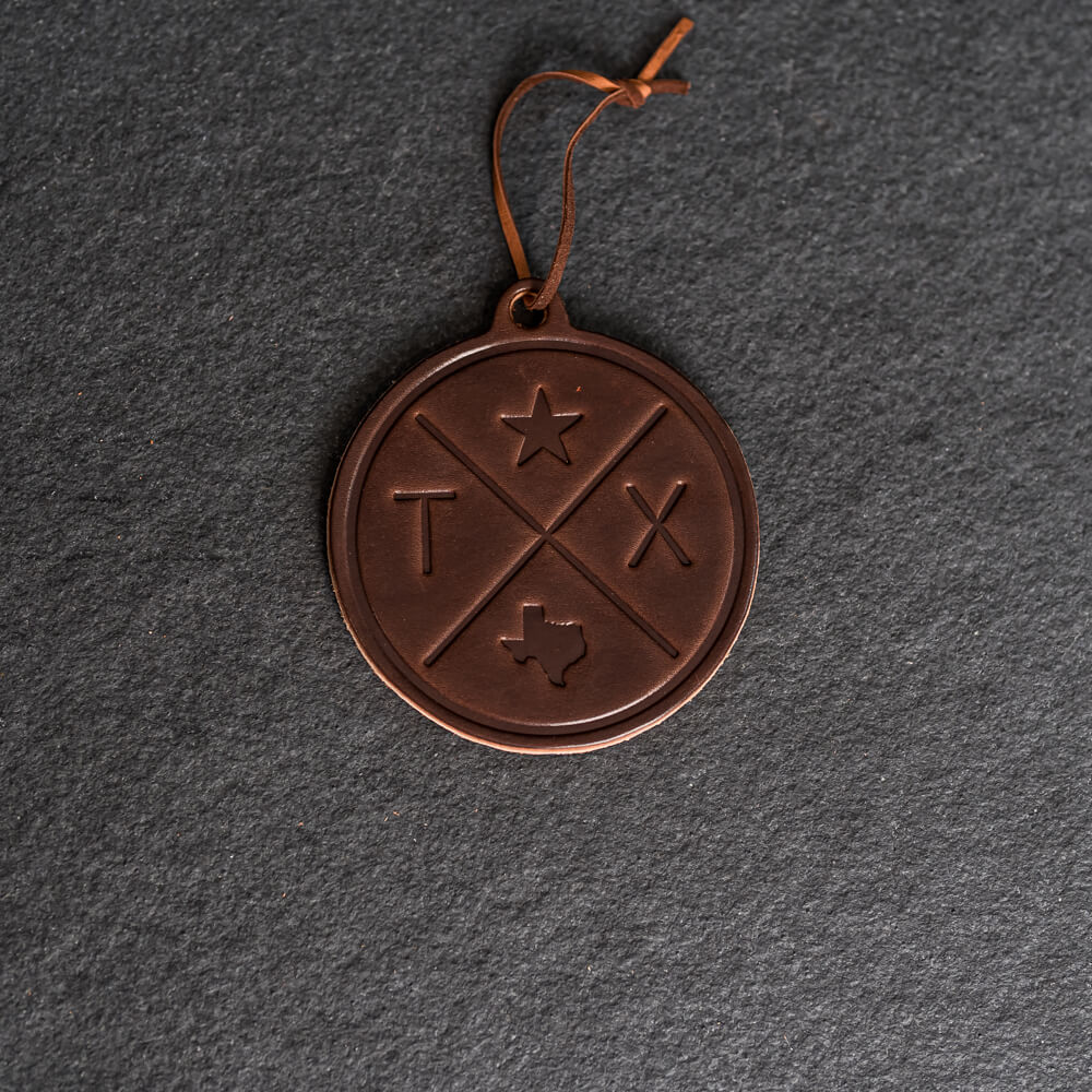 Texas Compass Circle Leather Christmas Ornament Tag – Ox & Pine