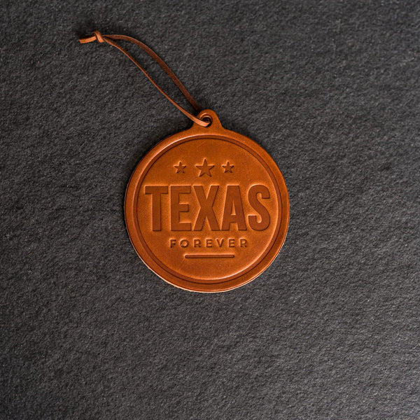Texas Forever Circle Shape Leather Christmas Ornament | Stocking Tags
