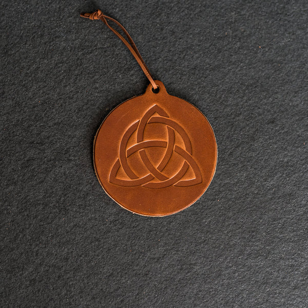 Celtic Knot Circle Shape Leather Christmas Ornament | Stocking Tags