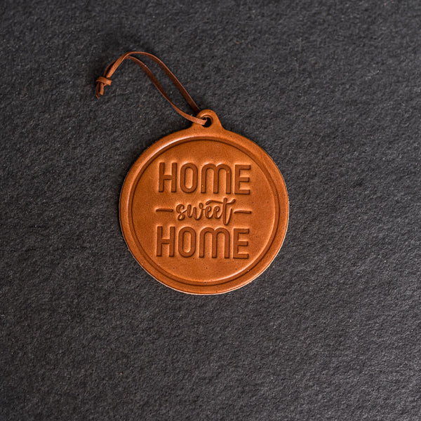 Home Sweet Home Circle Shape Leather Christmas Ornament | Stocking Tags