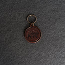 Leather Circle Keychain - Thick Leather - Bear Stamp Design