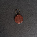 Leather Circle Keychain - Thick Leather - Bear Stamp Design