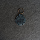 Leather Circle Keychain - Thick Leather - Bear Stamp Design