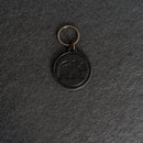 Leather Circle Keychain - Thick Leather - Bear Stamp Design