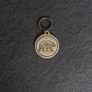 Leather Circle Keychain - Thick Leather - Bear Stamp Design