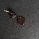 Leather Circle Keychain - Thick Leather - Bear Stamp Design