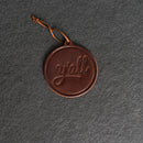 Y'all Circle Shape Leather Christmas Ornament | Stocking Tags