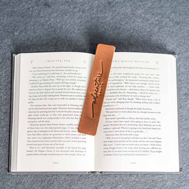 Adventure Awaits - Leather Bookmark