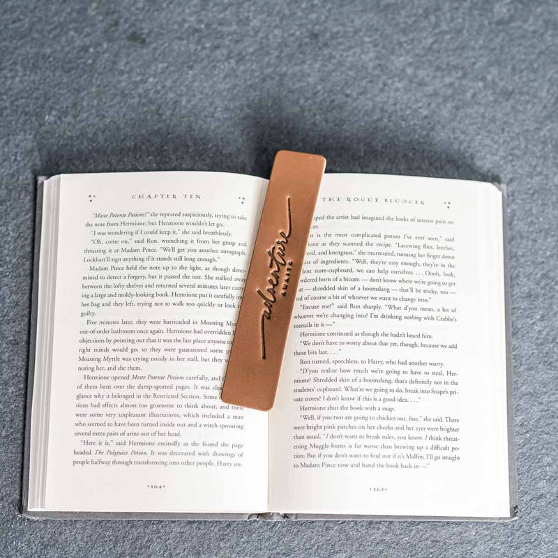 Adventure Awaits - Leather Bookmark