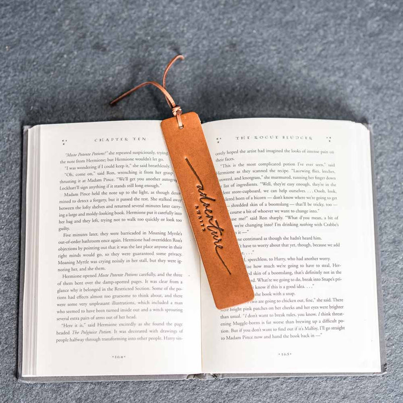 Adventure Awaits - Leather Bookmark with Tassel