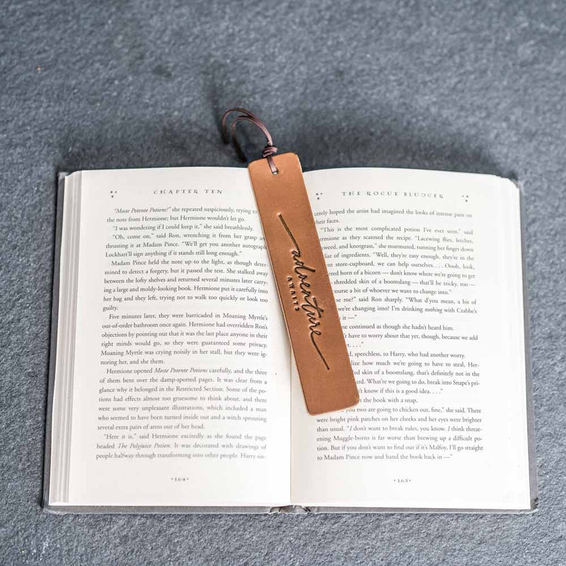 Adventure Awaits - Leather Bookmark with Tassel