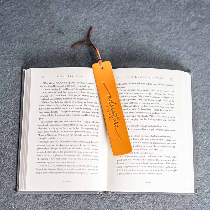 Adventure Awaits - Leather Bookmark with Tassel