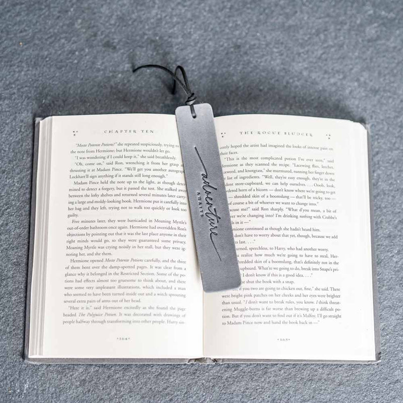 Adventure Awaits - Leather Bookmark with Tassel