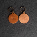Personalized Leather Circle Keychain - Thick Leather