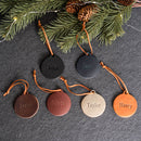 Personalized Leather Stocking Tag or Ornament - Circle