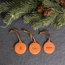 Personalized Leather Stocking Tag or Ornament - Circle