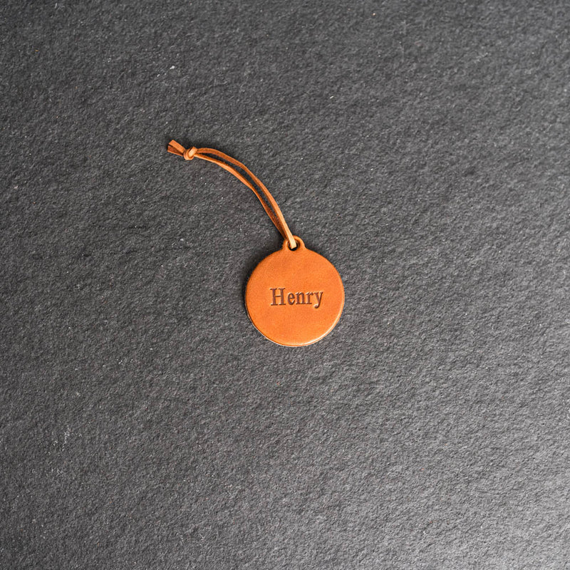 Personalized Leather Stocking Tag or Ornament - Circle