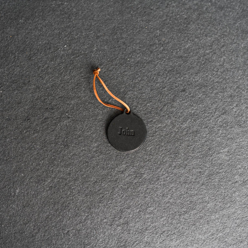 Personalized Leather Stocking Tag or Ornament - Circle