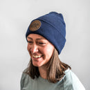 Beanie with Leather Patch Attached - Bear Stamp