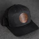Leather Patch Trucker Style Hat - Bear Stamp