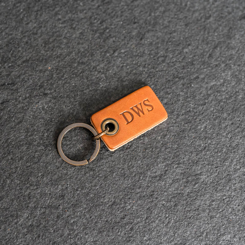 Classic Rectangle Leather Keychain | Personalized Premium Leather