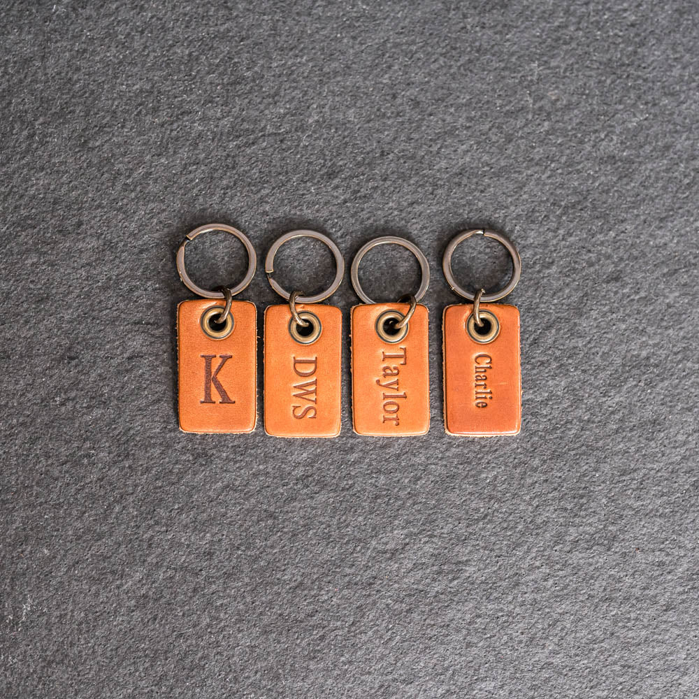 Classic Rectangle Leather Keychain | Personalized Premium Leather