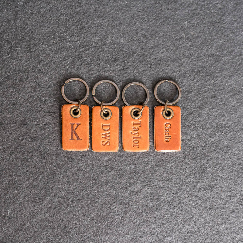 Classic Rectangle Leather Keychain | Personalized Premium Leather