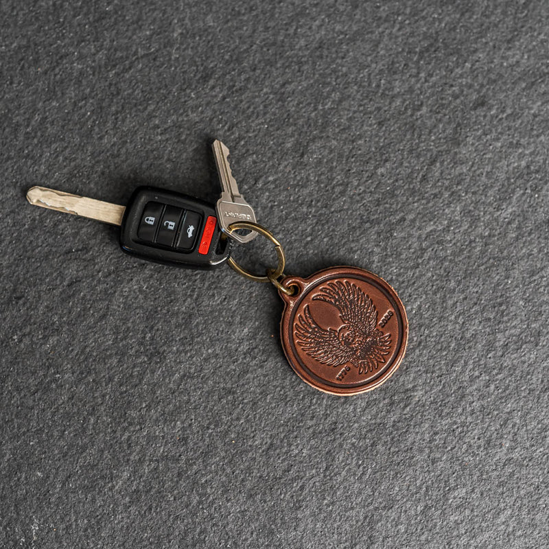 America's 250th Anniversary Leather Circle Keychain - Eagle Design