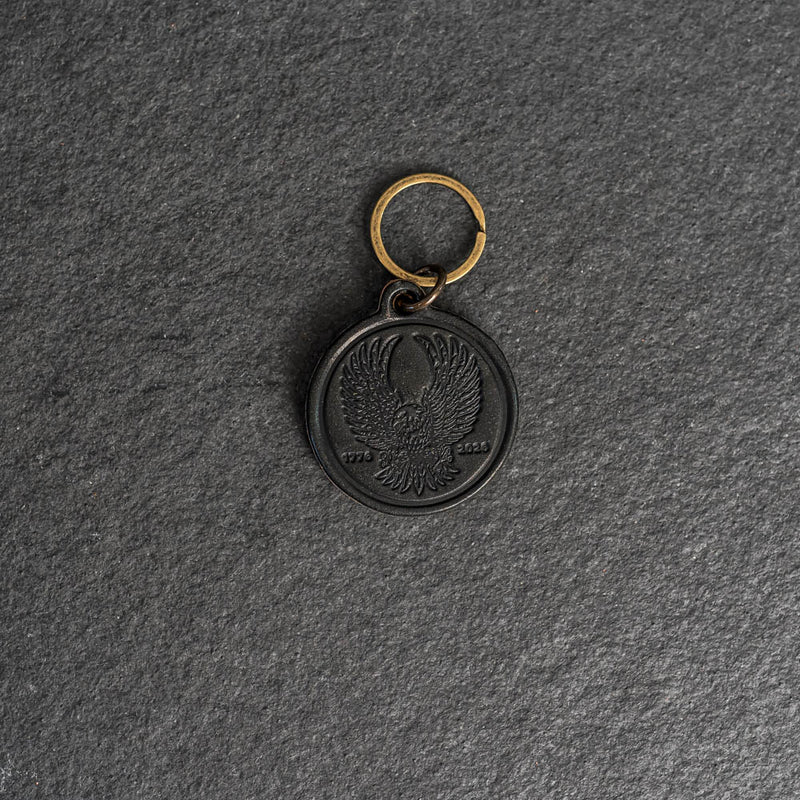 America's 250th Anniversary Leather Circle Keychain - Eagle Design