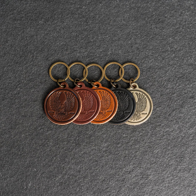 America's 250th Anniversary Leather Circle Keychain - Eagle Design