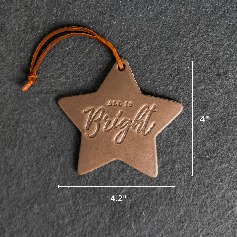 All is Bright Star Shape Leather Christmas Ornament | Stocking Tags