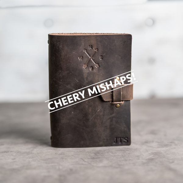 Cheery Mishaps - Refillable Leather Adventure Journal with Buckle Closure