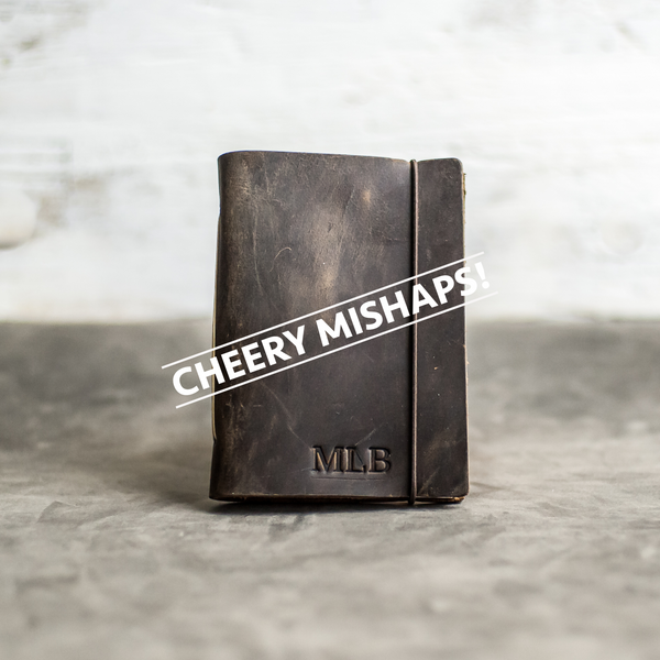 Cheery Mishaps - Classic Personalized Leather Pocket Journal with Professional Elastic Closure