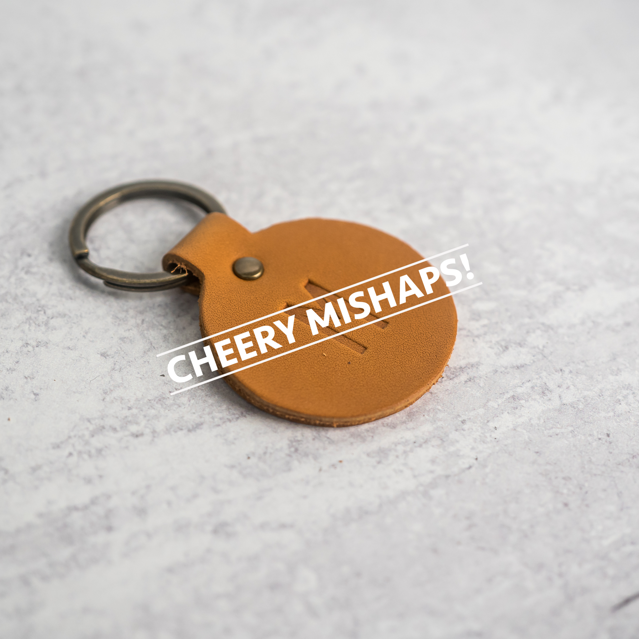 Cheery Mishaps - Personalized Leather Round Keychain - Double Sided ...