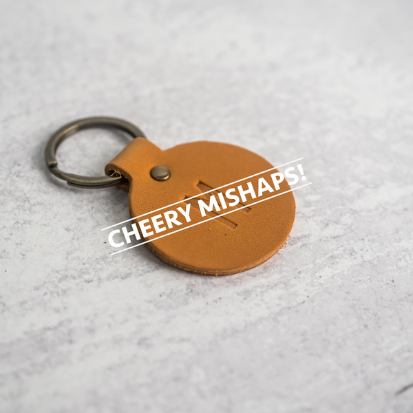 Cheery Mishap - Personalized Leather Round Keychain