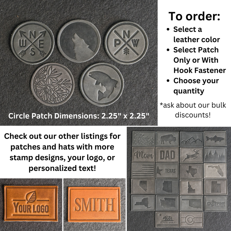 Cool Cat Stamp Design Leather Patches with Optional Hook Side Fastener