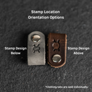 Leather Clothing Tabs - Knitting Needles Stamp Design