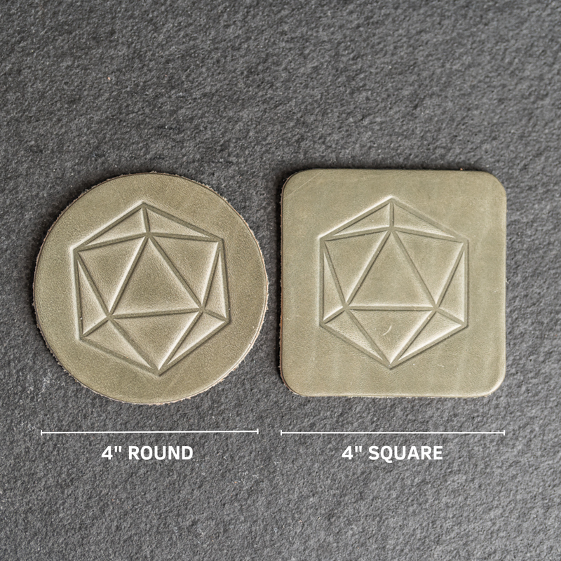 D20 Symbol Leather Coasters - Individual or Set of 4