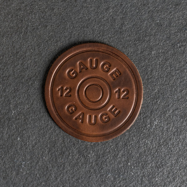 12 Gauge Stamp Design Leather Coasters - 4" Round - Sold individually or as a Set of 4