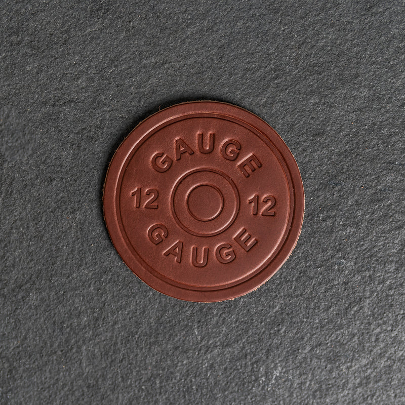 12 Gauge Stamp Design Leather Coasters - 4" Round - Sold individually or as a Set of 4