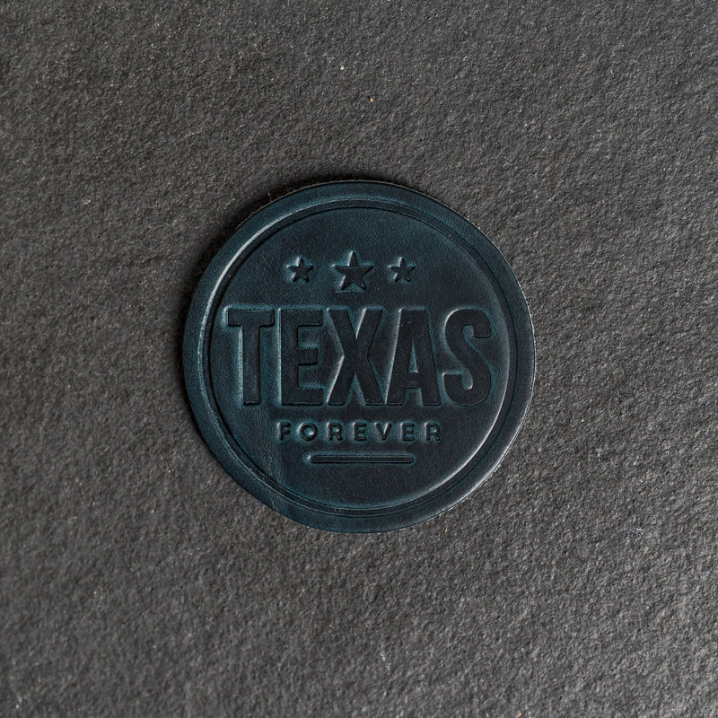 Texas Forever Leather Coasters - 4" Round - Sold individually or as a Set of 4