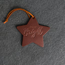 All is Bright Star Shape Leather Christmas Ornament | Stocking Tags