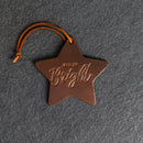All is Bright Star Shape Leather Christmas Ornament | Stocking Tags