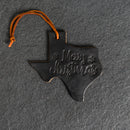 Merry Christmas Texas Shape Leather Christmas Ornament | Stocking Tags