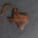 Merry Christmas Texas Shape Leather Christmas Ornament | Stocking Tags